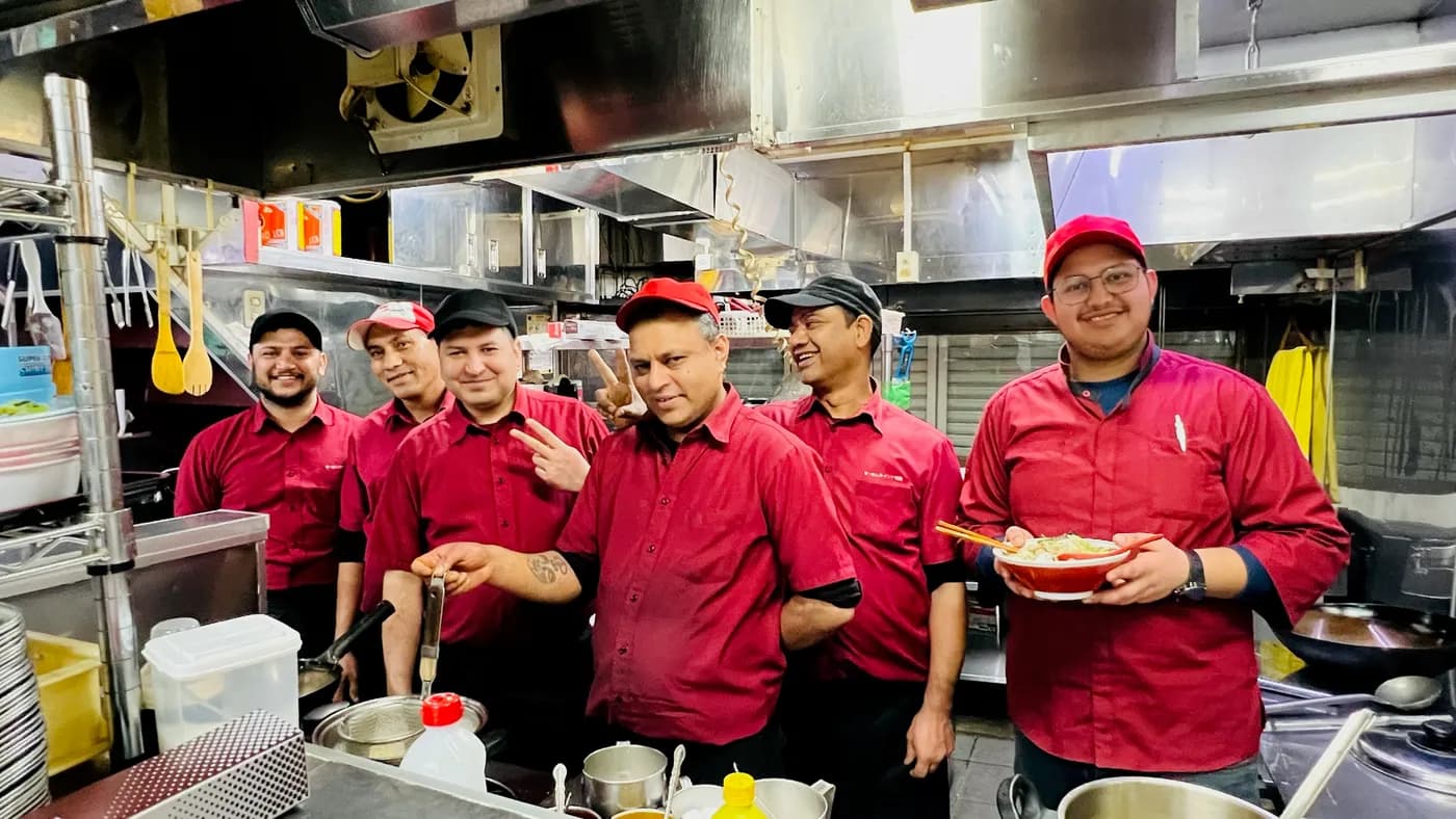 The Namaste Surya kitchen team at work behind the line